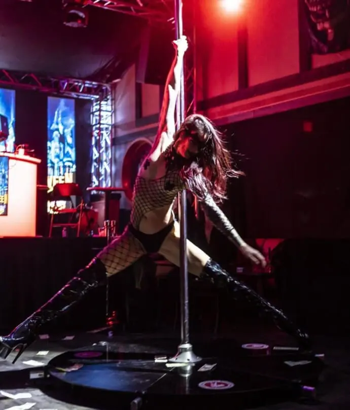 Dakota of Burlesque to Go Pole Dancing in Thigh High Boots